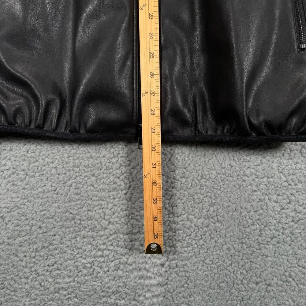 Armani Exchange Jacket Mens XL Black Faux Leather Bomber Full Zip